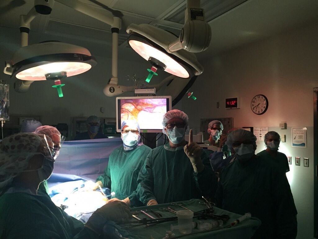 The islet transplant taking place